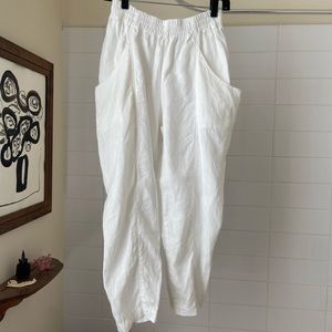 Elizabeth Suzann White Midweight Linen Clyde work pant size 10 short